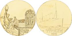 World Coins - France, Medal, Les Grands Transatlantiques, Titanic, Copper-Nickel Gilt, C.