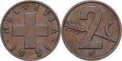 World Coins - Switzerland, 2 Rappen, 1951, Bern, Bronze, , KM:47