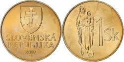 World Coins - Slovakia, 1 Koruna, 2007, Kremnica, Copper Plated Bronze, , KM:12