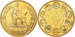 World Coins - France, Medal, Ecu Europa, Europe Assise, 1982, Gilt Bronze, Rodier,