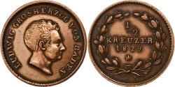 World Coins - German States, BADEN, Ludwig I, 1/2 Kreuzer, 1829, Baden, Copper,