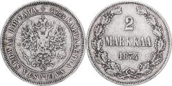 World Coins - Coin, Finland, Alexander II, 2 Markkaa, 1874, Helsinki, , Silver