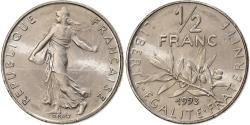 World Coins - France, 1/2 Franc, Semeuse, 1993, Paris, Nickel, , Gadoury:429