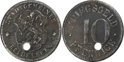 World Coins - Germany, Stadt Heidelberg, 10 Pfennig, Undated (1919-1920), Holed,
