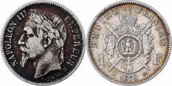 World Coins - France, Napoleon III, Franc, Napoléon III, 1870, Strasbourg, Silver,