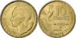 World Coins - France, 10 Francs, Guiraud, 1951, Beaumont-Le-Roger, Cupro-Aluminium,
