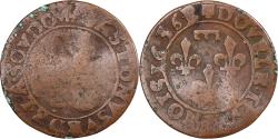 World Coins - France, Gaston d'Orléans, Double Tournois, 1636, Trévoux, Copper,