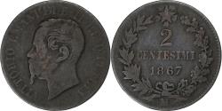 World Coins - Italy, Vittorio Emanuele II, 2 Centesimi, 1867, Milan, Bronze, , KM:2.1