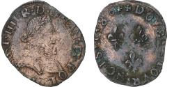 World Coins - France, Henri III, Double Tournois, 1586, La Rochelle, Copper,