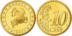 World Coins - Monaco, 10 Euro Cent, Prince Rainier III, 2001, Proof, , Brass, KM:170
