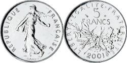 World Coins - France, Semeuse, 5 Francs, 2001, Paris, Série FDC.BU, , Cupronickel