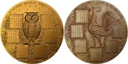 World Coins - France, Medal, Calendrier, La Chouette et le Coq, 1977, Bronze, Couture