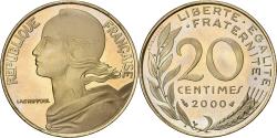 World Coins - France, 20 Centimes, Marianne, 2000, Paris, Proof, Aluminum-Bronze,