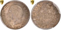 World Coins - France, Napoleon III, 20 Centimes, 1853, Paris, Small Head, Silver, PCGS