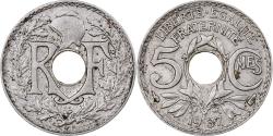 World Coins - France, 5 Centimes, Lindauer, 1937, Paris, Copper-nickel,