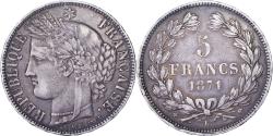 World Coins - France, Cérès, 5 Francs, 1871, Bordeaux, , Silver, KM:818.2