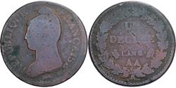 World Coins - France, Decime, Dupré, AN 8, Metz, Bronze,