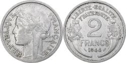 World Coins - France, 2 Francs, Morlon, 1944, Paris, Aluminum, EF(40-45), Gadoury:538a