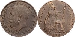 World Coins - United Kingdom, George V, 1/2 Penny, 1918, London, Bronze,
