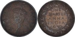 World Coins - India, 1/4 Anna, 1939