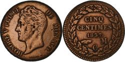 World Coins - Monaco, Honore V, 5 Centimes, Cinq, 1837, Monaco, Cast Brass,
