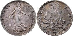 World Coins - Coin, France, Semeuse, 50 Centimes, 1900, Paris, , Silver, KM:854