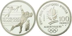 World Coins - Coin, France, Speed skaters, 100 Francs, 1990, BE, , Silver, KM:980