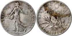 World Coins - France, 50 Centimes, Semeuse, 1902, Paris, Silver, , Gadoury:420, Le
