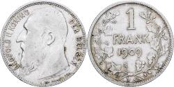 World Coins - Belgium, Leopold II, Franc, 1909, Brussels, Silver, , KM:57.2