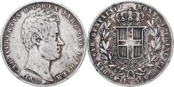 World Coins - Italian States, SARDINIA, Carlo Alberto, 5 Lire, 1839, Torino, Silver