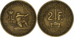 World Coins - Monaco, Louis II, 2 Francs, 1924, Poissy, Cupro-Aluminium,