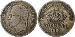 World Coins - Coin, France, Napoleon III, 50 Centimes, 1866, Paris, , Silver