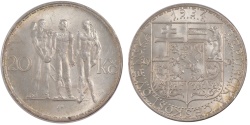 World Coins - CZECHOSLOVAKIA, 20 Korun, 1934, KM #17, , Silver, 34, 12.00