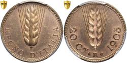 World Coins - Italy, Vittorio Emanuele III, 20 Centesimi, 1905, Rome, Trial, Bronze, PCGS