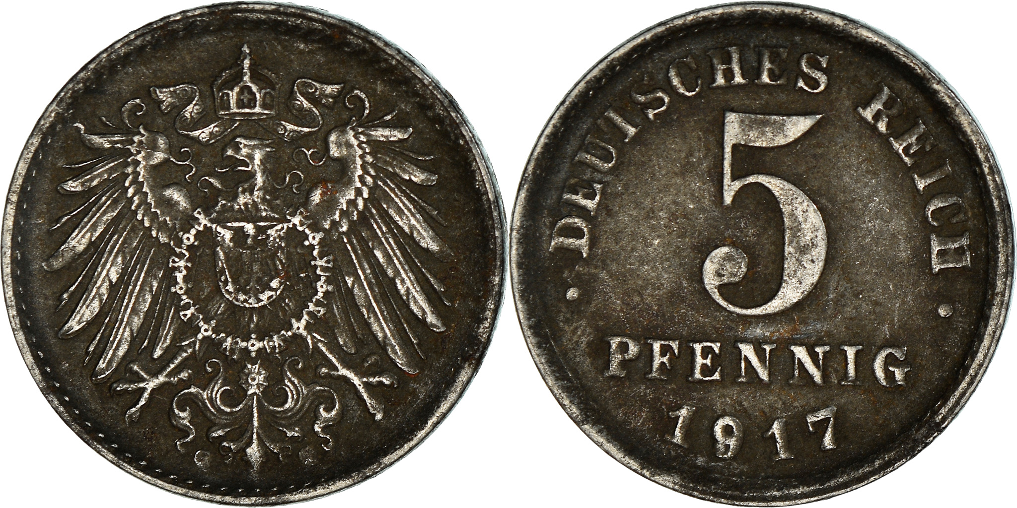 Coin, GERMANY - EMPIRE, 5 Pfennig, 1917, Karlsruhe, , Iron, KM:19