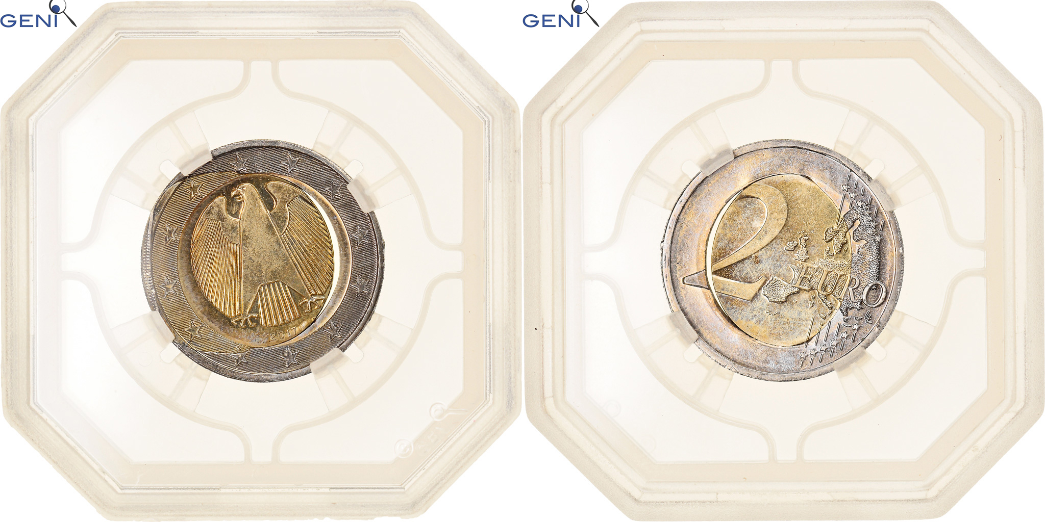 Germany, 2 Euro, 2017, Munich, error misaligned core, GENI, MS65,