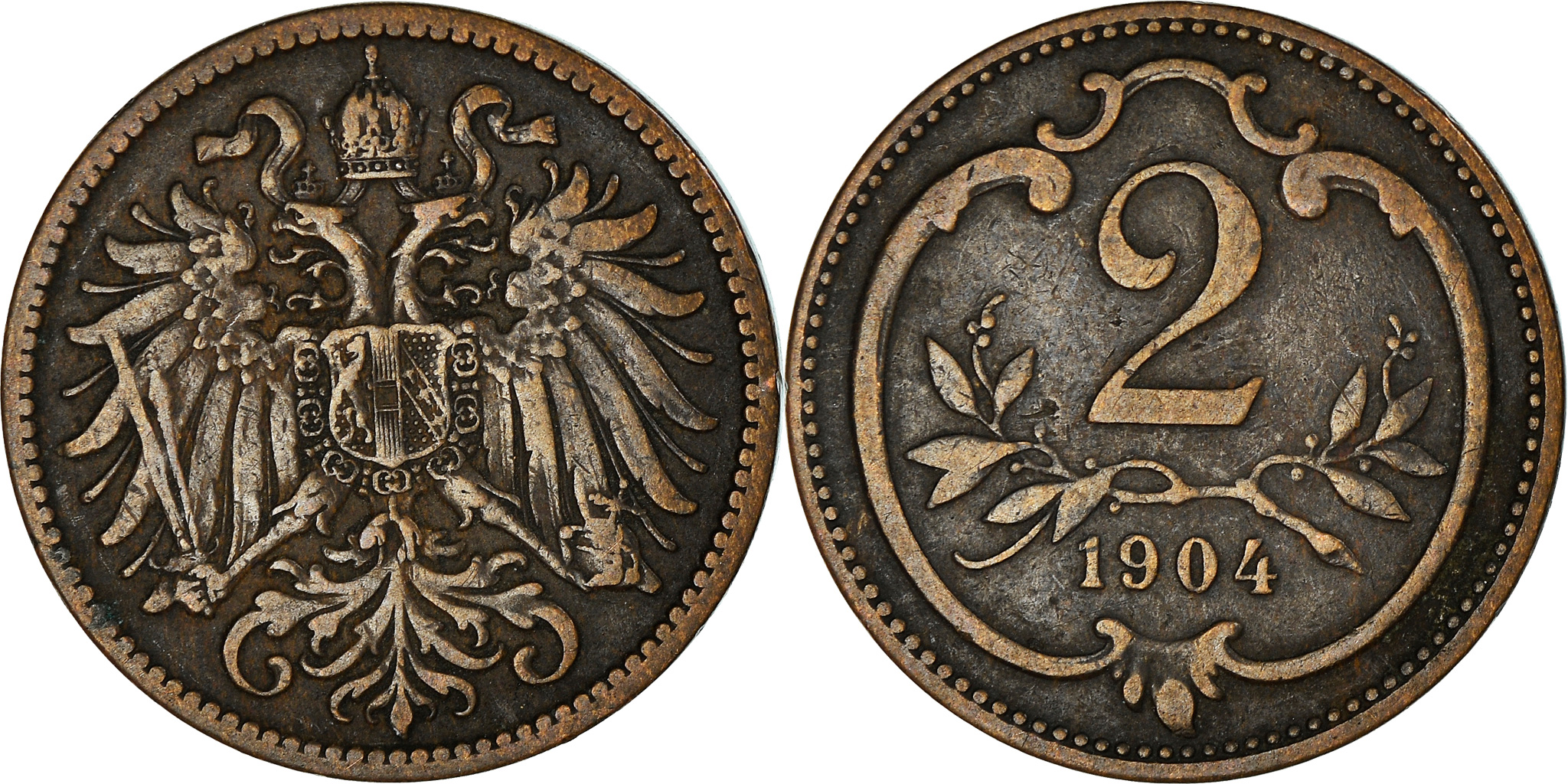 Coin, Austria, Franz Joseph I, 2 Heller, 1904, , Bronze, KM:2801