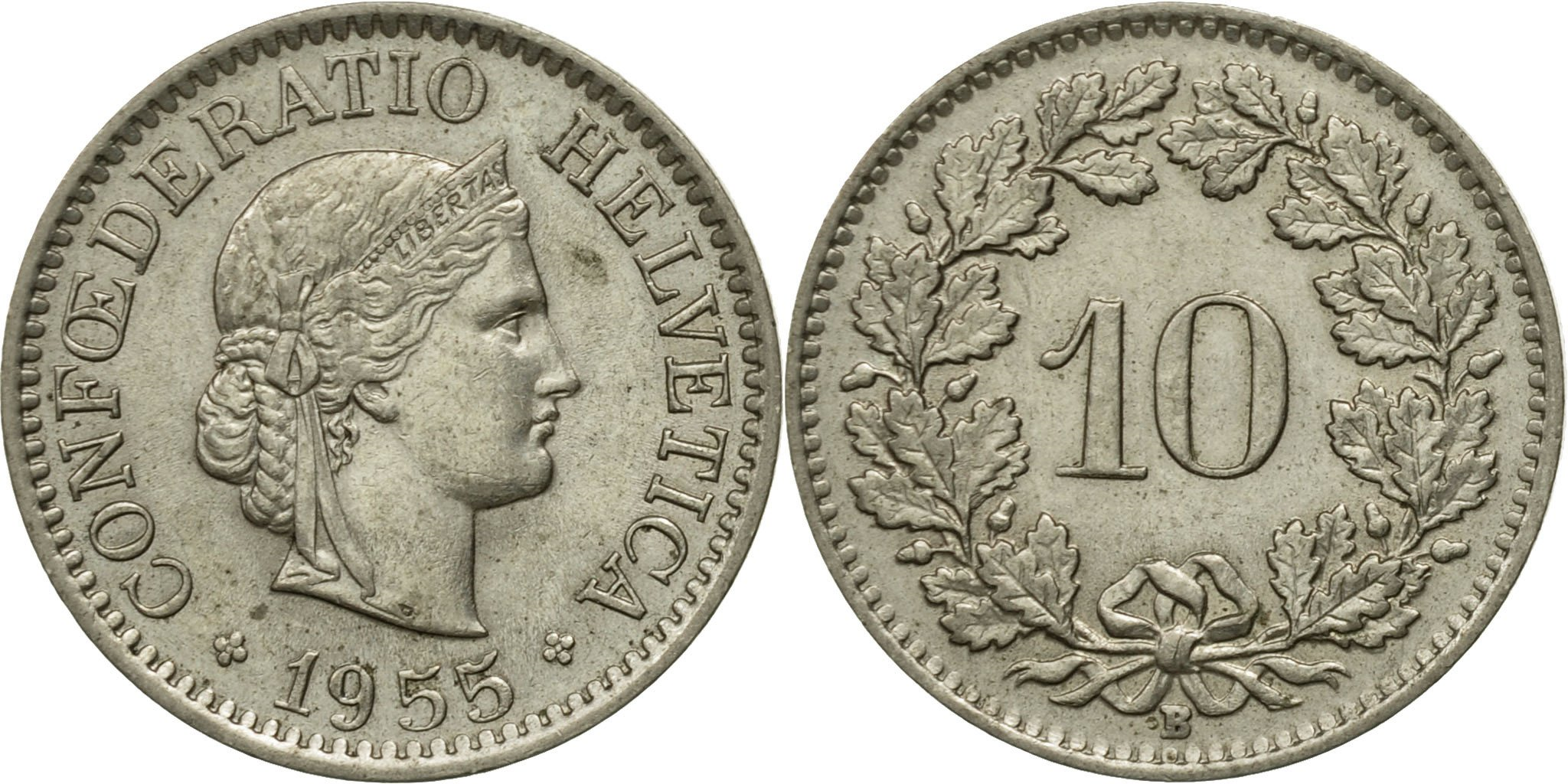 suica10周年 Coin, Switzerland, 10 Rappen, 1955, Bern, , Copper-nickel, KM:27