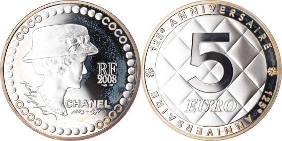 Coco Chanel 125周年記念5ユーロ銀貨 Coco Chanel 125周年記念5ユーロ