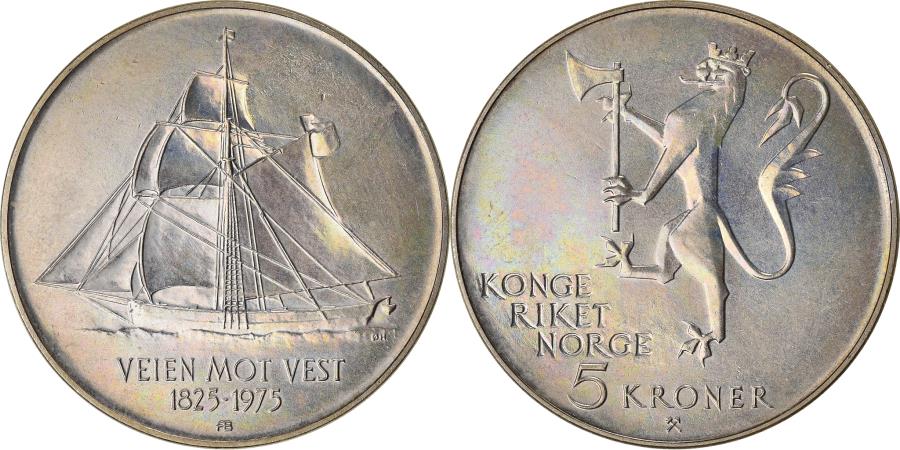 Coin, Norway, 5 Kroner, 1975 | European Coins