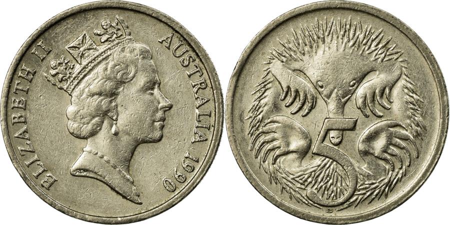 Coin, Australia, Elizabeth II, 5 Cents, 1990, , Copper-nickel, KM:80