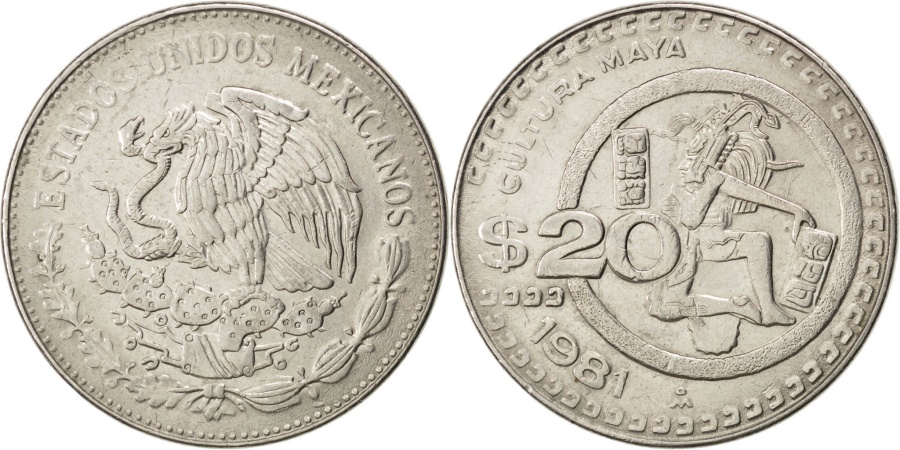 MEXICO, 20 Pesos, 1981, Mexico City, KM #486, , Copper-Nickel, 32,...