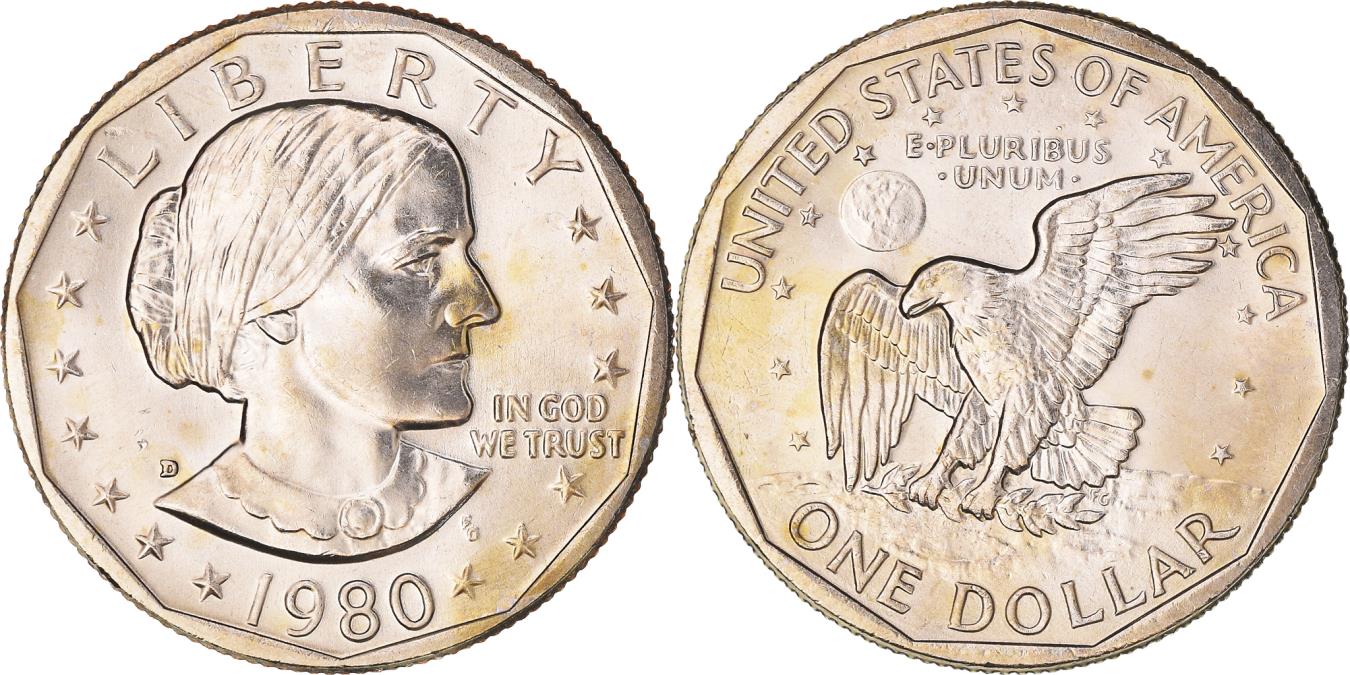 Coin, United States, Susan B. Anthony Dollar, Dollar, 1980, U.S.
