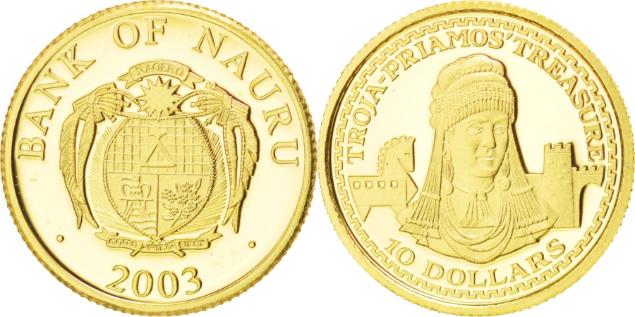 NAURU, 10 Dollars, 2003, KM #21, , Gold, 1.25 | Australian