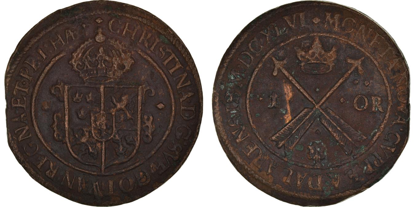 Coin, Sweden, Kristina, Ore, 1646, Avesta, , Copper, KM:162.2