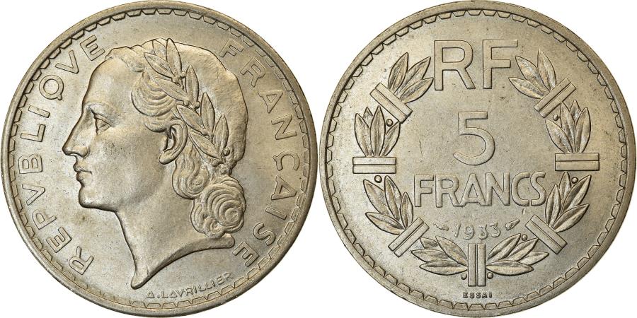 Coin, France, Lavrillier, 5 Francs, 1933, ESSAI, , Nickel, KME65