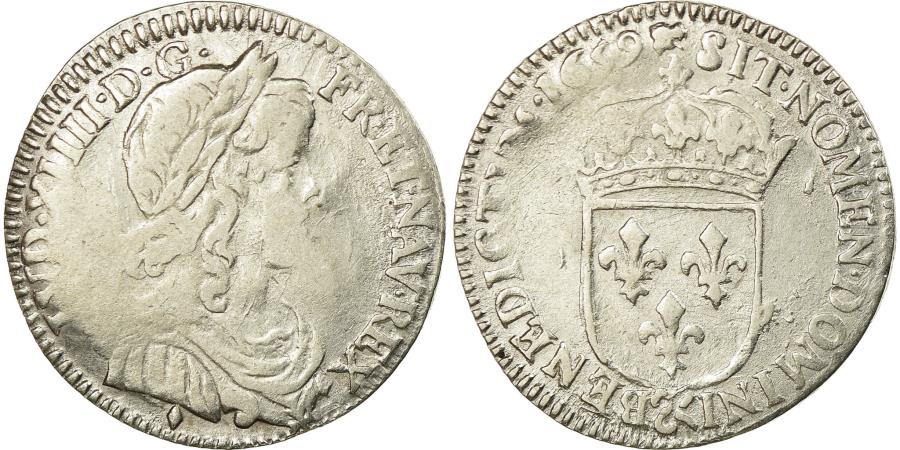 World Coins - Coin, France, Louis XIV, 1/12 Écu à la mèche longue, 1/12 ECU, 10 Sols, 1659