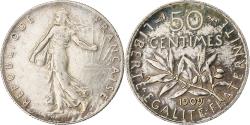 World Coins - France, Semeuse, 50 Centimes, 1909, Paris, , Silver, KM:854