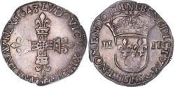 World Coins - Coin, France, Louis XIV, 1/4 Ecu, frappé au marteau, 1643, Bordeaux,