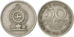 World Coins - SRI LANKA, 50 Cents, 1991, KM #135.2, , Copper-Nickel, 5.51
